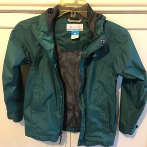 Columbia Kids' Teal Green Hooded Rain Jacket